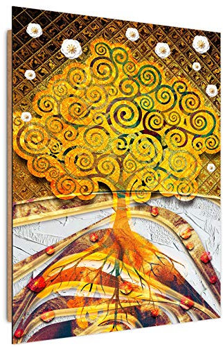 Feeby Image Panneau Déco Arbre Tableau décoration Abstrait jaune 60x90 cm
