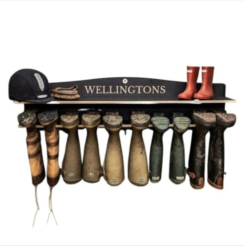 Handmade Wall Mounted Boot Rack - Welly Boot Rack Outdoor and Indoor, Wellington Boots Stand, Outdoor Shoe Storage, Wall Mounted Shoe Racks, Wooden Wellie Boots Holder - Personalised Name & Size