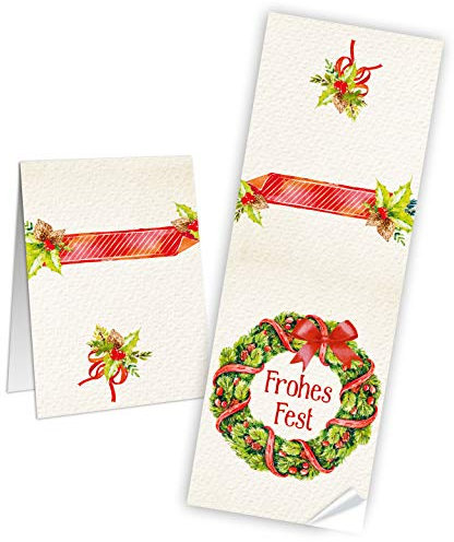 Logbuch-Verlag 25 weihnachtliche Aufkleber Text Frohes Fest Weihnachtsaufkleber Banderolen für Geschenke Verpackung 7 x 21 cm