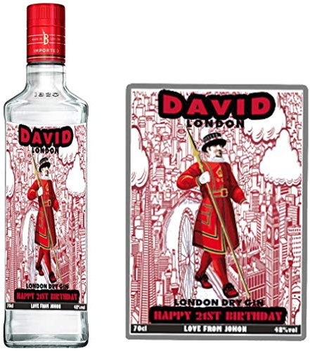 Personalised Beefeater Gin Bottle Label for Birthday Xmas Christmas Any Occasion