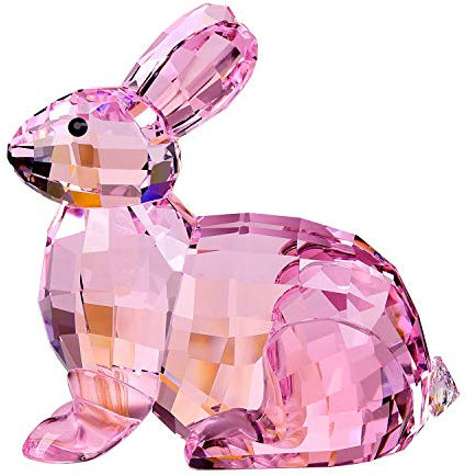 Lapin en cristal - Cadeau de Saint-Valentin - Figurine mignonne à collectionner - Cadeau d'anniversaire - Décoration d'intérieur (rose)