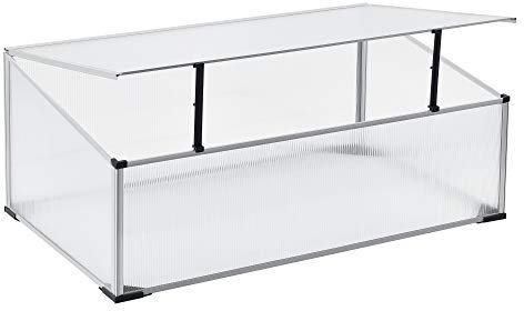 Châssis de Jardin avec Toiture en Appentis Relevable Mini Serre de Jardin Châssis de Couche pour Fleurs Légumes Fruits Aluminium Plaques Alvéolaires Polycarbonate 100 x 60 x 40 cm