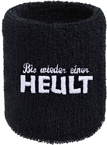 Schweissband Bis Wieder Einer heult lustiges Designer Schweißband Stickerei & Absorbierendes Frottee | Extreme-Sport Wristband Rocker Geschenk Biker Armband 8x8cm