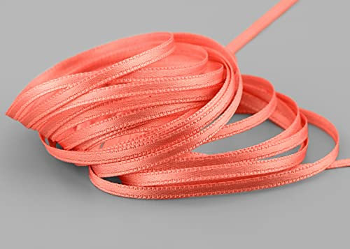 finemark 50 m x 3 mm Satinband TERRAKOTTA Koralle (508) doppelseitiges Schleifenband aus Satin ohne Draht weich und glänzend Geschenkband Deko Band Double face Dekoband Dekorieren Kordel Basteln
