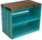 Kistenkolli Altes Land Sitzkiste Johanna Obstkiste und massiven Holzplanken Schuhablage Schuhkommode Hocker Sitzbank Holzbank Regalkiste aus Holz Maße 50 x 30 x 43cm L x T x H (Türkis/schwarz)