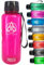 MIGHTY PEAKS XL Trinkflasche Kinder auslaufsicher 1.5 l-ohne Schadstoff Trinkflasche Kohlensäure geeignet Crystal Clear-BPA frei-Wasserflasche 1,5l 1.5 Liter Fuchsia