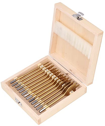 Juego de brocas de pala, Juego de brocas, 13 piezas Broca plana para carpintería Acero de alto carbono 1/4in Vástago hexagonal Juego de brocas de pala Cortador de agujeros Taladro La mayoría de la mad