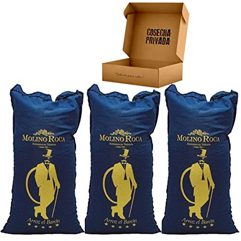 Arroz El Barón Molino Roca - Mejor Arroz del Mundo - 3 x 1 kg - Seleccionado y Enviado por Cosecha Privada