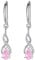 WOVEE Ohrringe Silber 925 Hängend AAA Zirkonia Rose Topas Ohrhänger Lange Hängeohrringe Damen Braut Hochzeit Schmuck