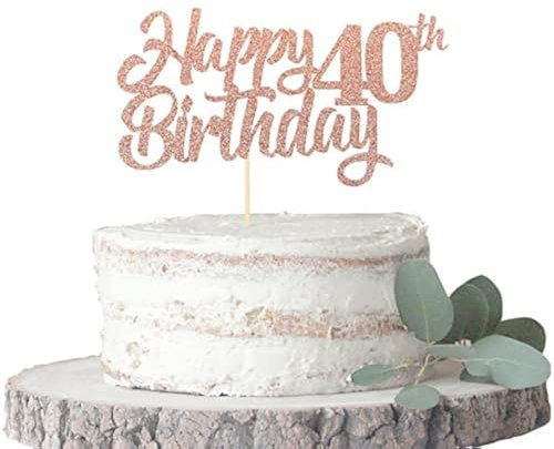 1 Stück Happy 40th Birthday Cake Topper Glitter 40 Geburtstag Tortendeko Prost auf 40 Jahre alt vierzig fabelhafte Tortendekorationen 40 Geburtstag Party Kuchen Dekoendeko Roségold