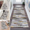 QQrunner Läufer Teppich Lang Flur rutschfest Waschbar Grau Lila 60x250cm Meterware Küchenteppich Abstrakt Schlafzimmer Korridor Teppichläufer Lang, Anpassbare Größe, 60-120cm Breit
