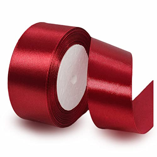 Geschenkband Burgunder 40mm Breit, 23 Meters Satinband Weinrot Geschenkbänder Stoff Schleifenband Dekoband zum Geschenkverpackung, Bastelarbeiten, Geburtstag und Hochzeitsdekoration