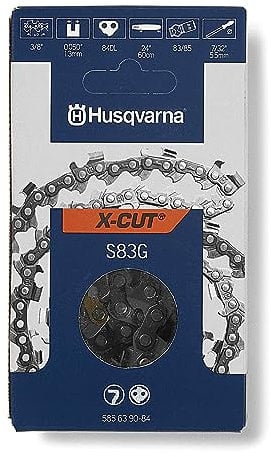 Husqvarna X-Cut S83G - Cadena de motosierra semicincel de 24 pulgadas, paso de 3/8 pulgadas, calibre .050