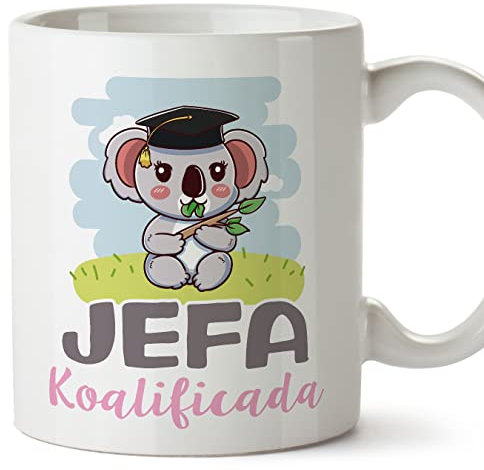 MUGFFINS Tazas para JEFA mujer - En Español - Koalificado/koalificada - 11 oz / 330 ml - Regalo original y divertido