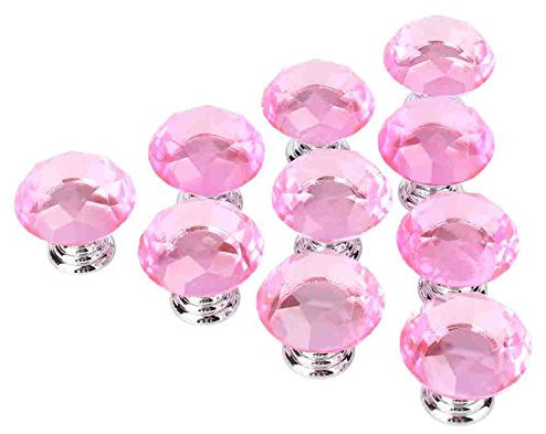 Ejoyous Crystal Glass Knobs, 10 Pack 30mm Wardrobe Handles, Diamond Cut Cupboard Door Handles, for Home Furniture Cupboards Wardrobes Drawers