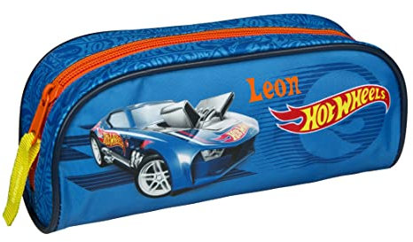 Undercover Personalisiertes Schlampermäppchen Hot Wheels für Jungen | Motiv Autos Rennauto mit Name | Schüler-Etui Federmappe Stiftemappe für Schule