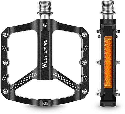 CYCLESPEED Fahrradpedale Mountainbike - MTB Pedale mit Reflektierenden Streifen 3 Abgedichtete - Fahrrad Pedalen Trekking für MTB, BMX, Rennrad Pedale (9/16 Zoll) (Black)