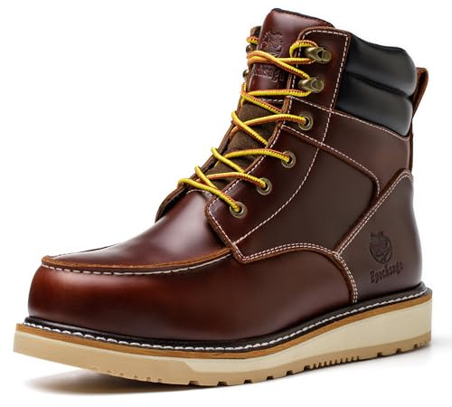 Epochsaga Impermeabile Morbido Moc Toe Moda Industiral & Construction Stivali da Lavoro 6 '' Marrone/Nero (Marrone, Adulto, Uomo, 46, Numero, Sistema Taglie Calzature EU, Larga)
