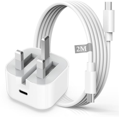 iPhone 16 15 Charger Plug and Cable 2M, 20W USB C Charger iPad Pro Charger Plug Adapter with USB C Charger Cable for iPhone 16 15 Pro Max/15 Pro/15 Plus,iPad Pro 12.9(6/5/4/3),iPad Air 5/4,iPad Mini 6