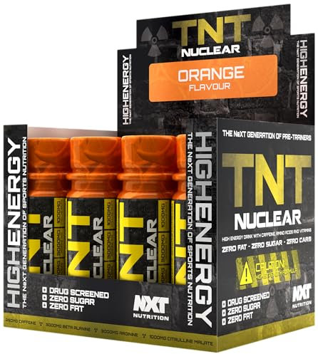 NXT Nutrition TNT Nuclear Shots – Boisson pré-entraînement, 12 x 60 ml, orange