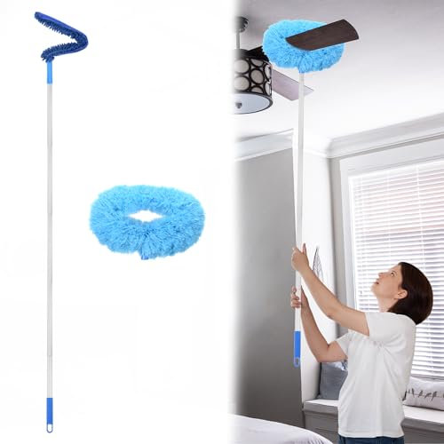 PATIKIL Nettoyeur de Ventilateur de Plafond, 12,9 à 59, Plumeau en Microfibre avec Manche Extensible, Outil Nettoyage des Pales de Ventilateur Amovible et Lavable pour Meubles, Bleu