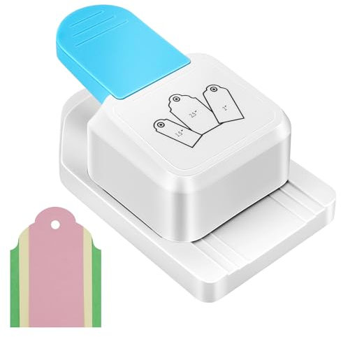 Tag Punch 3 in 1 Multipurpose Paper Craft Cutter - 1.5, 2, 2.5 Inch Label Hole Punch for Book Mark, Gift Card, Scrapbooking, DIY Projects Making (02)