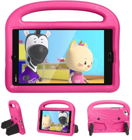 BARALARIQIU Kids Case for Huawei M3/T3 8 inch Shockproof Soft Full Body Lightweight with Handle Kickstand Tablet Protective Cover Rose