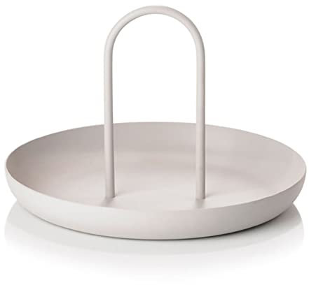 Grifftablett Serviertablett Metall Rund Tragbar Tischplatte Ablagetablett Einfacher Moderner Stil mit Griff Grau