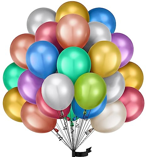 Luftballons Bunt Metallic, 50 Stück 12 Zoll Matt Ballon für Geburtstagsdeko Hochzeit Taufe Deko Partydeko Luftballoons