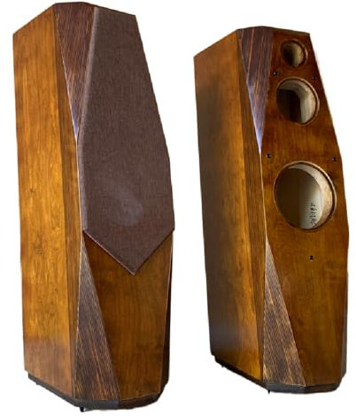 Craftsmen Customized One Pair 10 Inch Three-Way Speaker Birch Plywood Labyrinth Structure Empty Cabinet Box DIY HiFi Indra Acoustic Shell (Walnut)