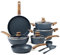Kitchen Academy Pots and Pans Set Non Stick - 12 Piece Induction Kitchen Cookware Sets, Blue Granite Nonstick Cooking Pans Set