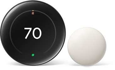 Google Nest Learning Thermostat (4th gen) + Nest Temperature Sensor (2nd gen) - Obsidian