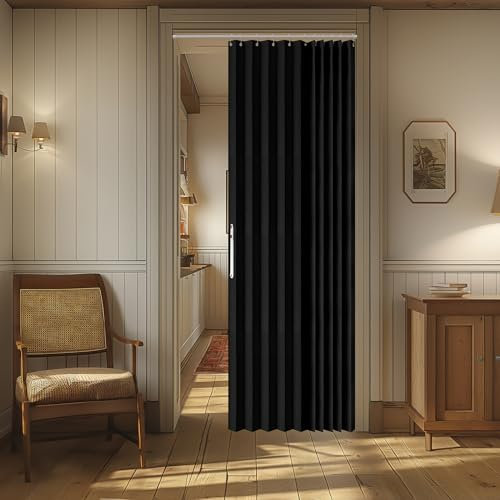 AJAZZ Magnetischer Türvorhang, 100% Verdunkelung, Akkordeon-Türvorhang, unsichtbar, für Schlafzimmer, Zimmer, Wohnzimmer, 1 Paneel (B x L), 1 Paneel