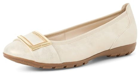 MARCO TOZZI Damen Ballerinas mit Zierschnalle Elegant, Cremefarben (Dune metallic), 42 EU