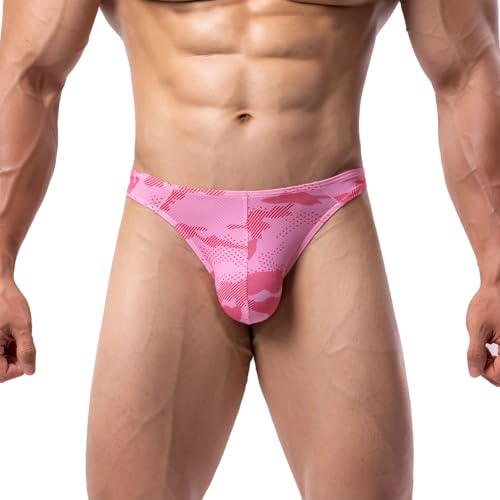 Summer Code String Ficelle Homme Masculine Extensible Micro Mesh Slip sous-vêtements Confortable Tanga avec Dos en T, Rose, XL