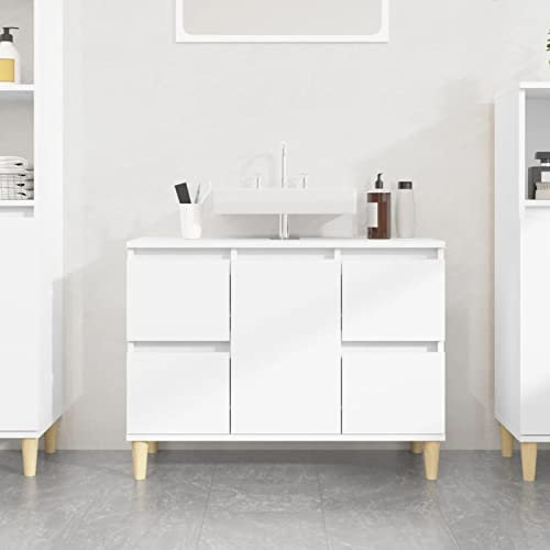 Somanki Waschbeckenunterschrank Weiß 80x33x60 cm Holzwerkstoff, Badezimmer Unterschrank, Badmöbel, Badschrank - 821268