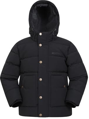 Mountain Warehouse Manta Kids Borg Lined Jacket - Water-resistant Coat with Chin Guard & Front Pockets, Boys & Girls, PFC Free - Autumn Winter, Outdoors & Hiking