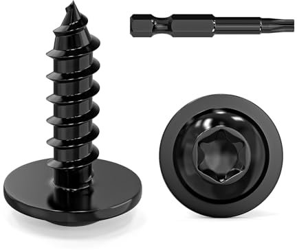 Dayalo 50 viti autofilettanti, 4,8 x 16 mm, colore nero, testa piatta in acciaio inox con disco viti Torx, viti autofilettanti, viti per trapano, viti per legno, testa cilindrica, filettatura