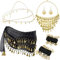 Auzlya 7 Set Bauchtanz Accessoires Damen, Damen Bauchtanz Gürtel,Bauchtanz Münztuch,mit Ohrringe, Halskette,Stirnband und Armbänder,Araber-Kostüm Damen,Bauchtanz Kostüm für Carnival, Mottoparty