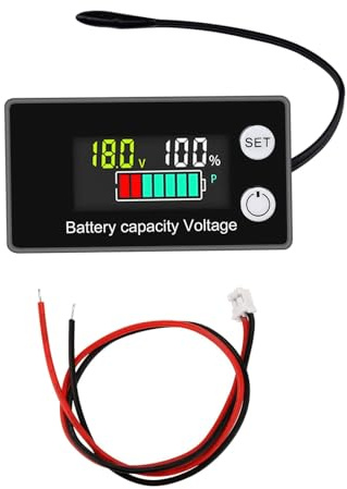 HUAZIZ Medidores de Batería, Indicador de Voltaje de Capacidad de Batería Monitores con sonda de temperatura, DC 12V 24V 36V 48V 72V 84V Battery Meter con alarma, pantalla a color