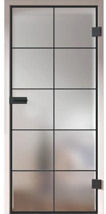 HORI Loft Glastür aus ESG-Sicherheitsglas: Modernes quadratisches Design Glastür Innentür für Wohnräume als stilvoller Raumteiler oder Raumtrenner – Unsere hochwertige Tür aus satiniertem Milchglas