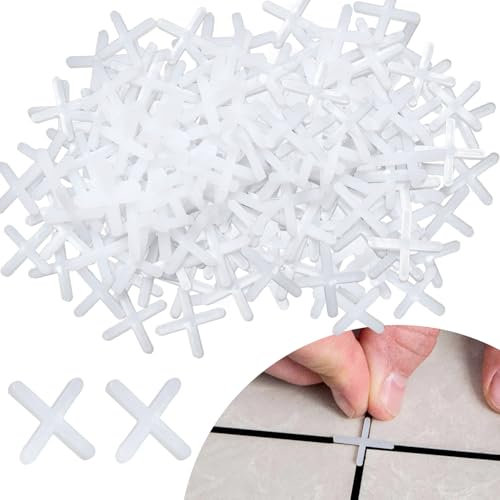 IGXX 500 Pcs Tile Spacers,5mm Tile Spacers,Decorative Tile,Wall Floor Tile Plastic Cross Spacer,White Tile Spacers,Slab Spacers for Tile Fixing Mat Road Mat Garden Slab Tile Leveling