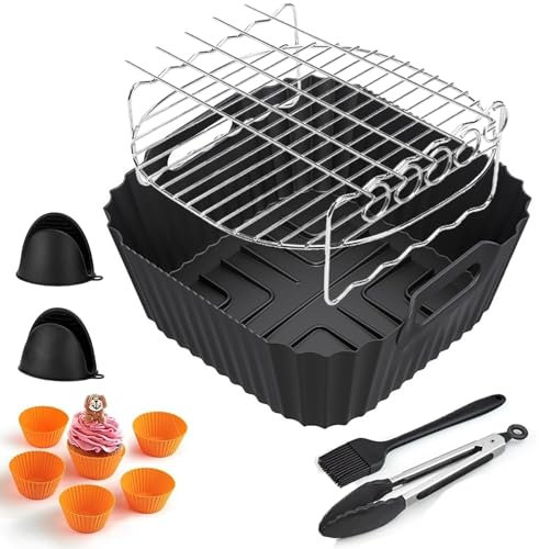 JUGGPENG Hot Air Fryer Accessories for Ninja Max PRO 6.2L AF180EU, Airfryer Accessories for Cosori 5.5L/6L/6.2L/6.5L, Silicone Mould Hot Air Fryer for Ninja PRO 4.7L AF140EU BPA Free