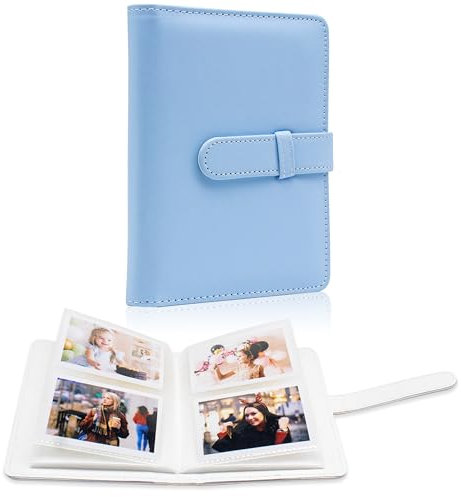 64 Taschen Fotoalbum Buch für 2x3 Inch Film - Mini kleine Alben für Fujifilm Instax Mini Sofortbildkamera, für Polaroid Hi-Print Bilder, Kpop Fotokartenhalter Binder (Blue)
