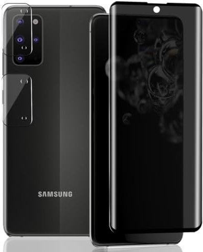 Yieehhow Sichtschutz Schutzfolie für Samsung Galaxy S20 Plus Panzerglas, [2 Stück] Kameraschutz Panzer Schutz Glas und [1 Stück] 9H Anti-Spy Schutzglas, Bläschenfrei Panzerfolie für Galaxy S20 Plus