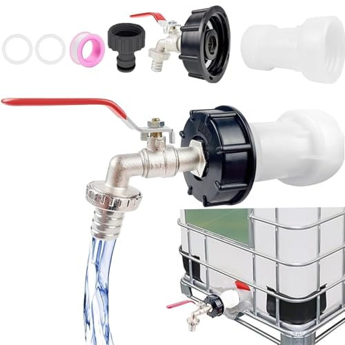 IBC 1000 litres Accessoires 3/4 Robinet D'écoulement Accessoire Réservoir, Robinet Cuve Alliage de Zinc, Raccord IBC Reservoir Raccordement, Bouchon Accessoires Adaptateur pour Réservoir d'eau