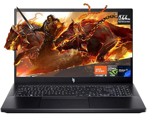 acer Nitro V - Laptop para juegos, pantalla FHD IPS de 15.6 pulgadas de 144 Hz, AMD 6 núcleos Ryzen 5 7535HS, GeForce RTX 4050, 16GB DDR5 1TB SSD, teclado retroiluminado, Windows 11 PRO, negro +