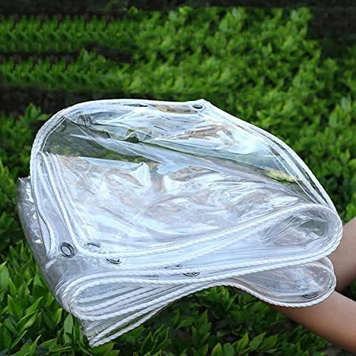 Strapazierfähige, wasserdichte, transparente Abdeckplane, 2 x 2 m, 0,35 mm dick, regenfest, für Camping, Garten und Möbelschutz