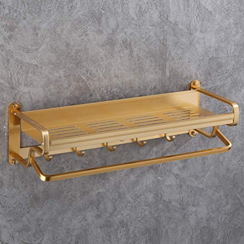 7LiuYueFei6 Porte-Serviettes Mural en Aluminium avec Crochet, étagère de qualité pour Salle de Bain et Cuisine, Or Rose, 60 cm (24 Pouces) (Local Gold)