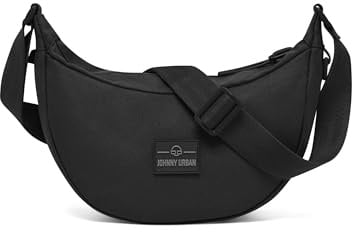 Johnny Urban Crossbody Bag Damen & Herren Schwarz - Ally Small - Moon Bag Design - Kleine Umhängetasche im Halbmond Stil - Halbrunde Tasche mit verstellbarem Gurt - Wasserabweisend